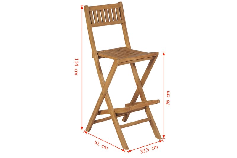 Sammenleggbare barstoler 2 stk heltre teak - Teak - Barstoler