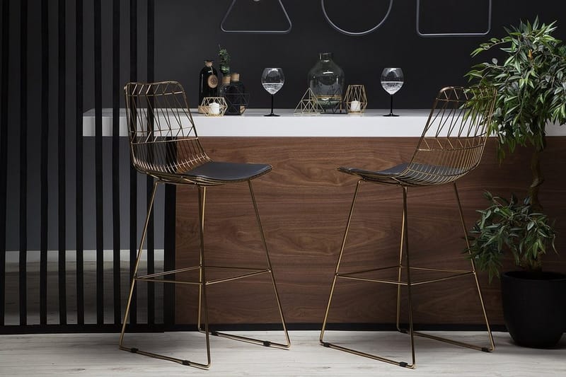 Set med 2 barstolar PRESTON Metall Guld 48cm - Gull - Møbler - Stoler & lenestoler - Barstoler