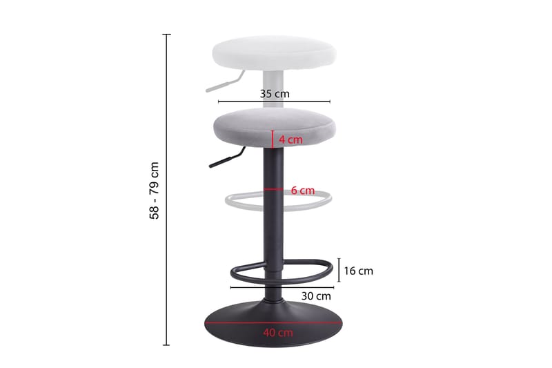 Willowdale Barstol - Lysegrå/Svart - Barstoler