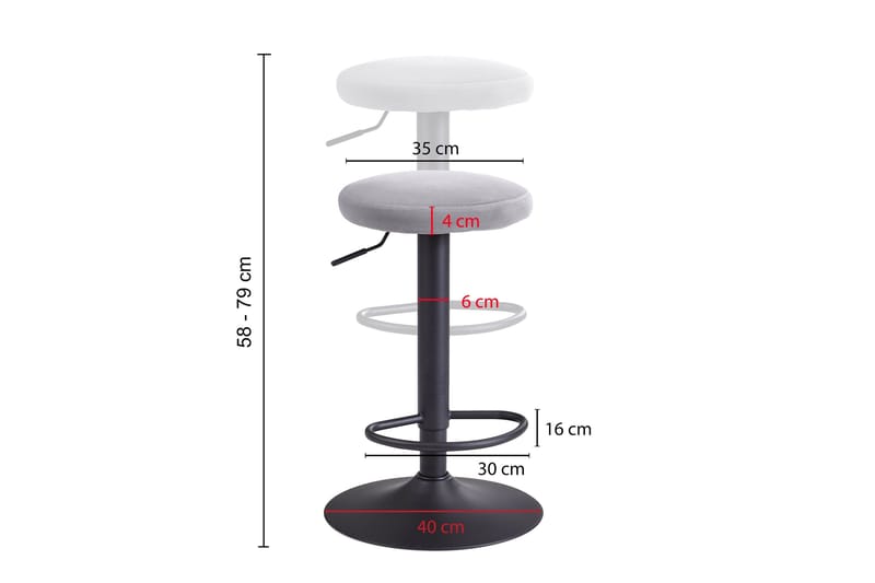 Willowdale Barstol - Lysegrå/Svart - Møbler - Stoler & lenestoler - Barstoler