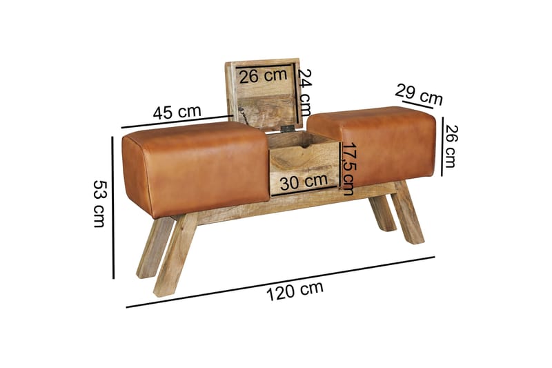 Adilyn Sittebenk - Brun - Entrebenk med oppbevaring - Sittebenk med oppbevaring - Oppbevaringsbenk - Entrebenk - Benk