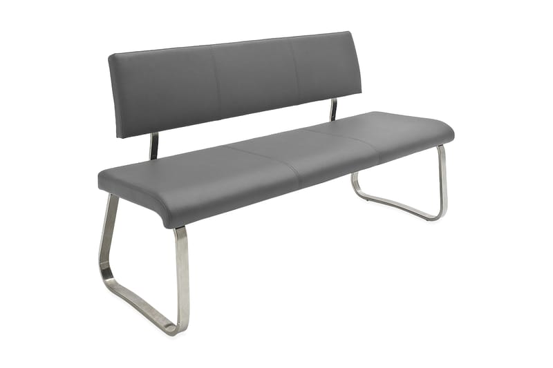 Arco Benk 155 cm Børstet Stål - Grå PU - Møbler - Stoler & lenestoler - Benk