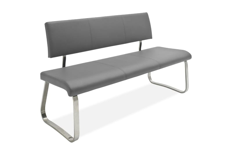 Arco Benk 155cm Børstet Stål - Grått Lær - Møbler - Stoler & lenestoler - Benk