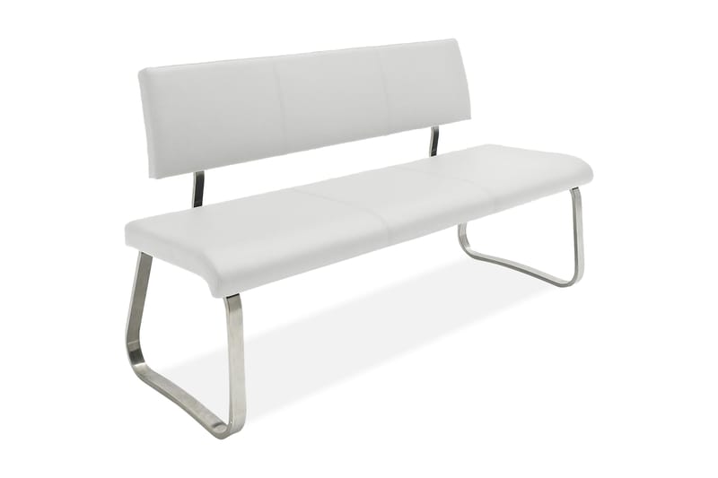 Arco Benk 155cm Børstet Stål - Hvitt Lær - Møbler - Stoler & lenestoler - Benk