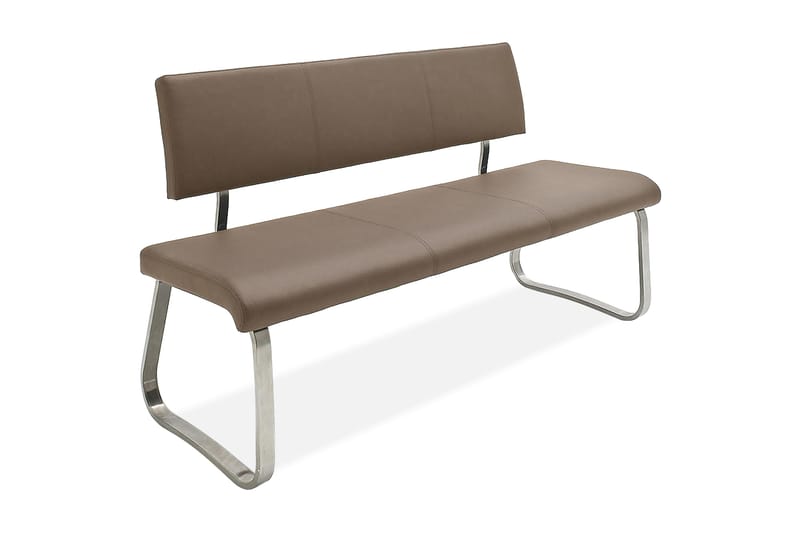 Arco Benk 175cm Børstet Stål - Cappuccino PU - Møbler - Stoler & lenestoler - Benk