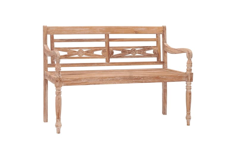 Bataviabenk 120 cm hvitvasket heltre teak - Brun - Møbler - Stoler & lenestoler - Benk