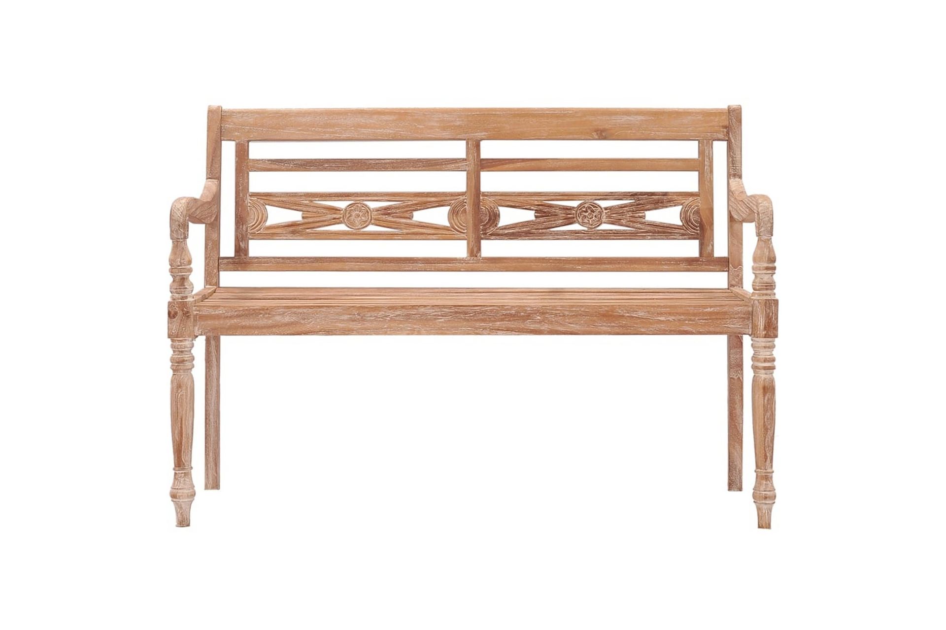Bataviabenk 120 cm hvitvasket heltre teak - Brun - Møbler - Stoler & lenestoler - Benk