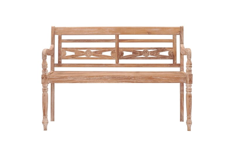 Bataviabenk 120 cm hvitvasket heltre teak - Brun - Benk - Benk med ryggstøtte