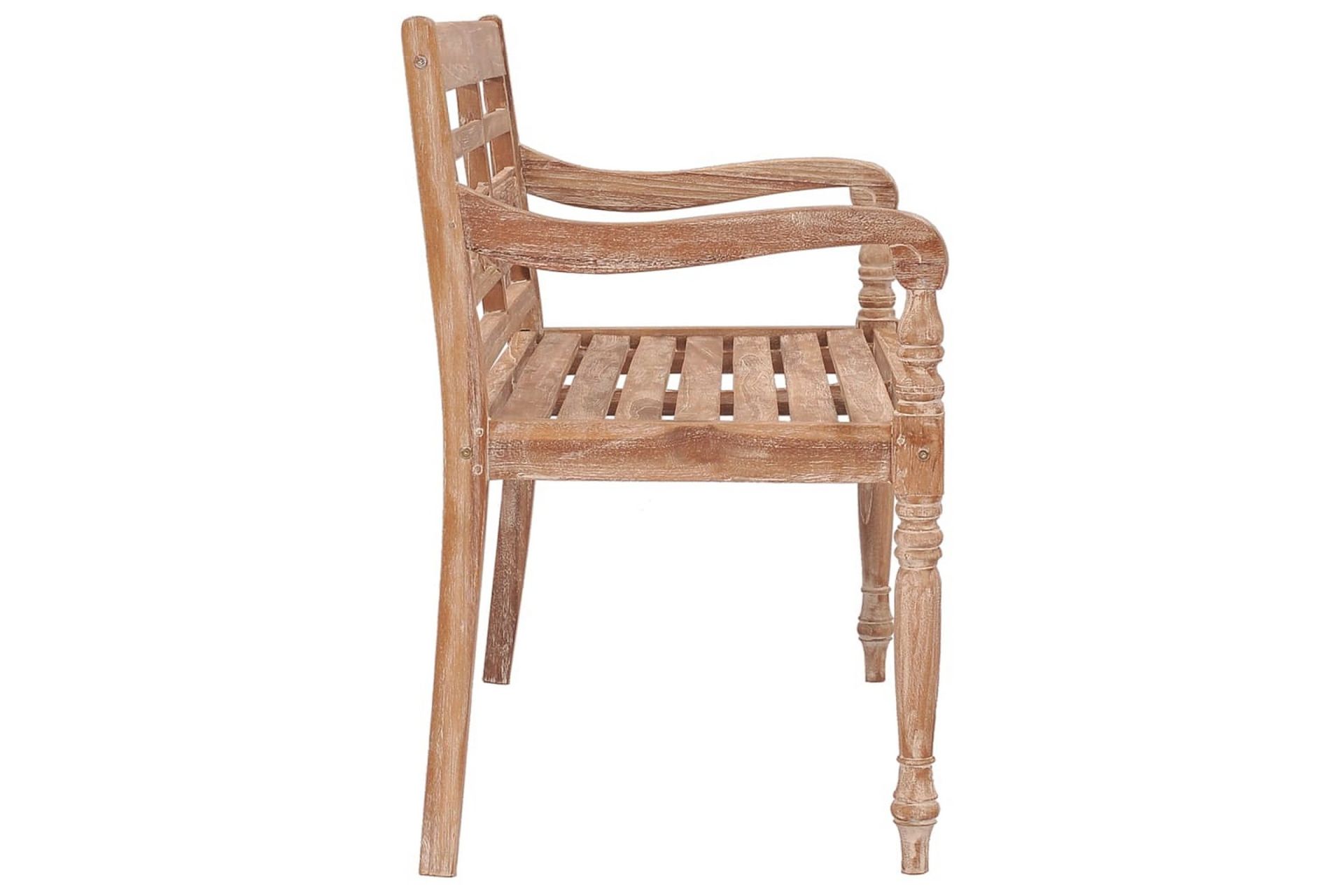 Bataviabenk 120 cm hvitvasket heltre teak - Brun - Møbler - Stoler & lenestoler - Benk