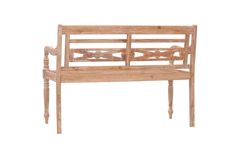 Bataviabenk 120 cm hvitvasket heltre teak - Brun - Benk - Benk med ryggstøtte