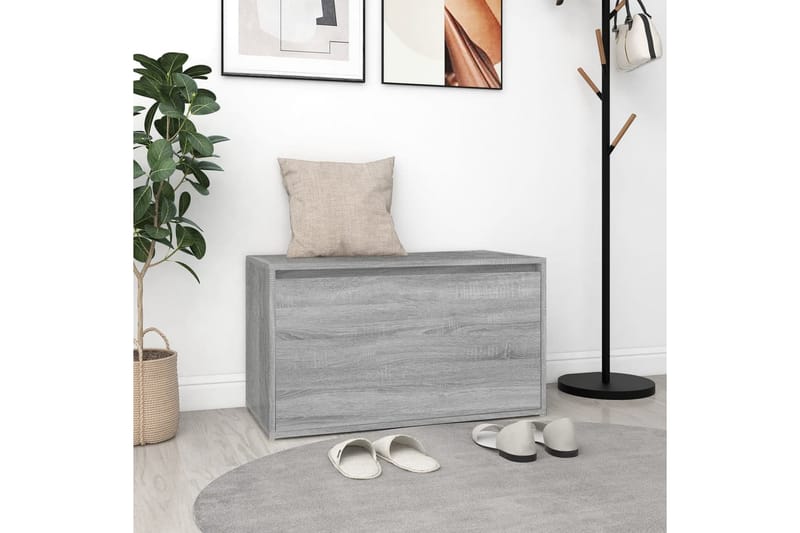 beBasic Gangbenk 80x40x45 cm grå sonoma konstruert tre - GrÃ¥ - Møbler - Stoler & lenestoler - Benk - Skohylle med benk
