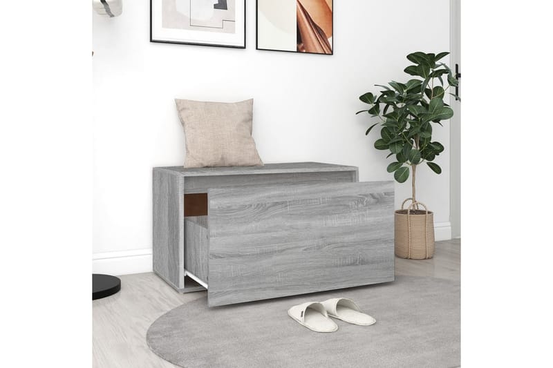beBasic Gangbenk 80x40x45 cm grå sonoma konstruert tre - GrÃ¥ - Møbler - Stoler & lenestoler - Benk - Skohylle med benk