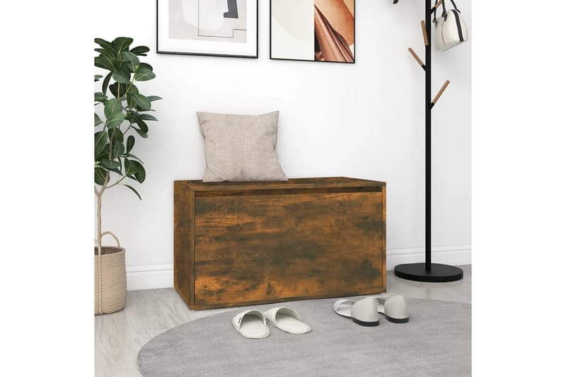 beBasic Gangbenk 80x40x45 cm røkt eik konstruert tre - Brun - Møbler - Stoler & lenestoler - Benk - Skohylle med benk