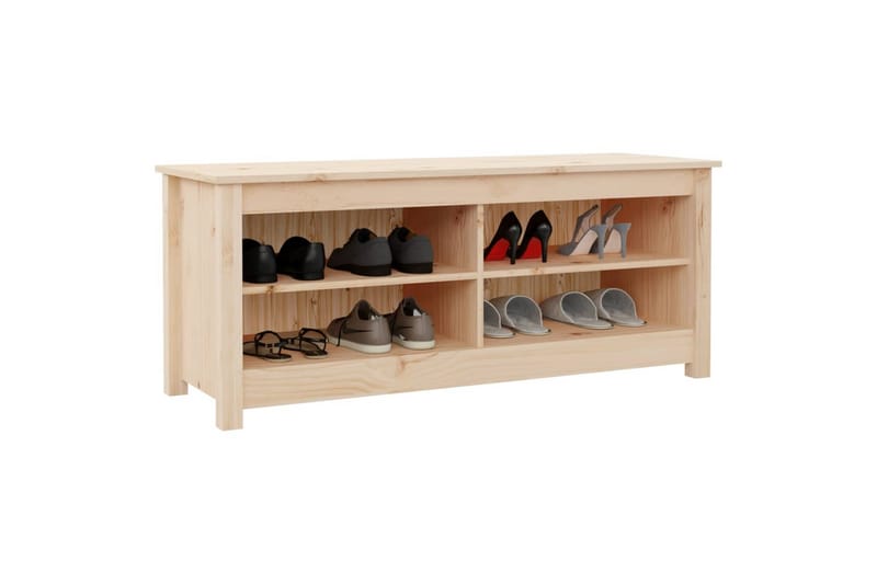 beBasic Skobenk 110x38x45,5 cm heltre furu - Brun - Møbler - Stoler & lenestoler - Benk - Skohylle med benk