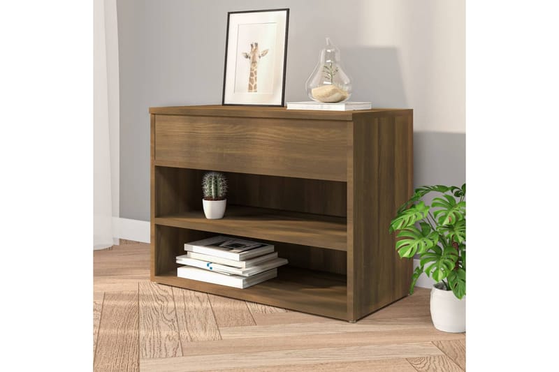 beBasic Skobenk brun eik 60x30x45 cm konstruert tre - Brun - Møbler - Stoler & lenestoler - Benk - Skohylle med benk
