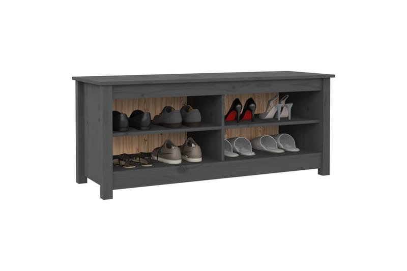 beBasic Skobenk grå 110x38x45,5 cm heltre furu - GrÃ¥ - Møbler - Stoler & lenestoler - Benk - Skohylle med benk