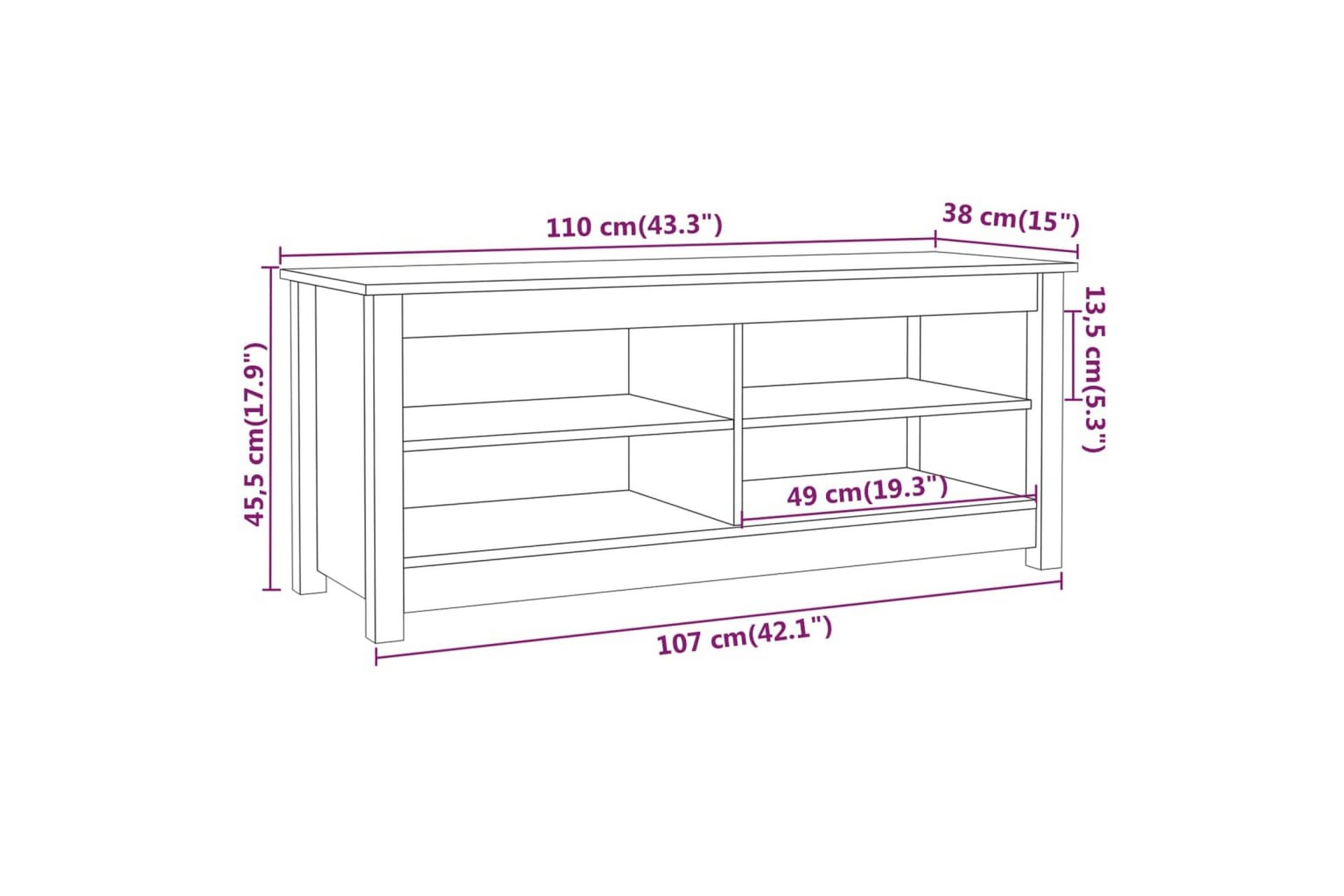 beBasic Skobenk grå 110x38x45,5 cm heltre furu - GrÃ¥ - Møbler - Stoler & lenestoler - Benk - Skohylle med benk