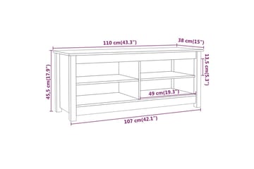 beBasic Skobenk grå 110x38x45,5 cm heltre furu - GrÃ¥ - Møbler - Stoler & lenestoler - Benk - Skohylle med benk