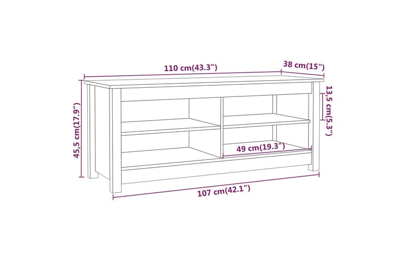 beBasic Skobenk grå 110x38x45,5 cm heltre furu - GrÃ¥ - Gangoppbevaring - Skohylle med benk