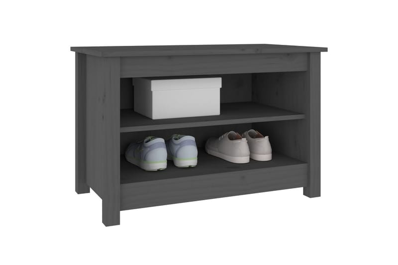 beBasic Skobenk grå 70x38x45,5 cm heltre furu - GrÃ¥ - Møbler - Stoler & lenestoler - Benk - Skohylle med benk