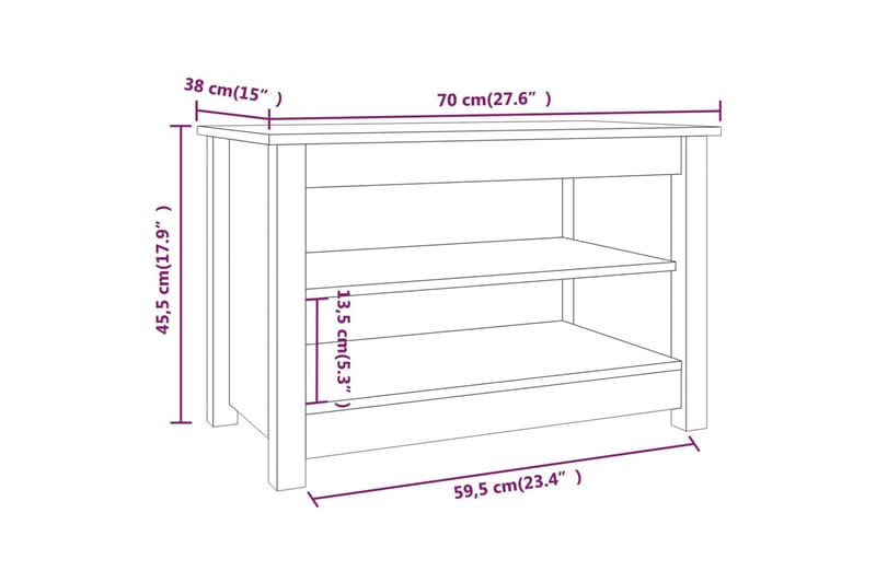 beBasic Skobenk grå 70x38x45,5 cm heltre furu - GrÃ¥ - Gangoppbevaring - Skohylle med benk