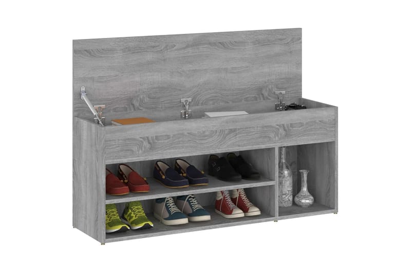 beBasic Skobenk grå sonoma 105x30x45 cm konstruert tre - GrÃ¥ - Møbler - Stoler & lenestoler - Benk - Skohylle med benk