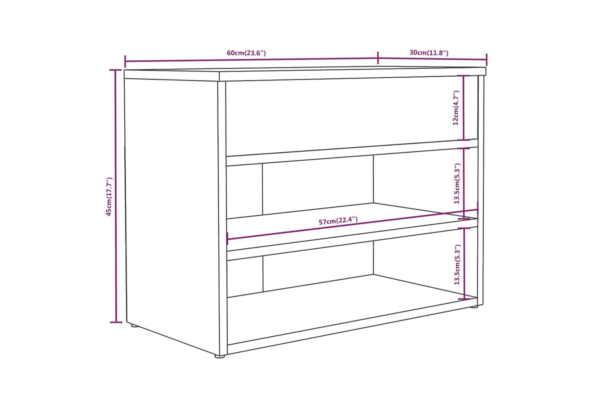 beBasic Skobenk grå sonoma 60x30x45 cm konstruert tre - GrÃ¥ - Møbler - Stoler & lenestoler - Benk - Skohylle med benk