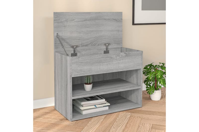 beBasic Skobenk grå sonoma 60x30x45 cm konstruert tre - GrÃ¥ - Møbler - Stoler & lenestoler - Benk - Skohylle med benk