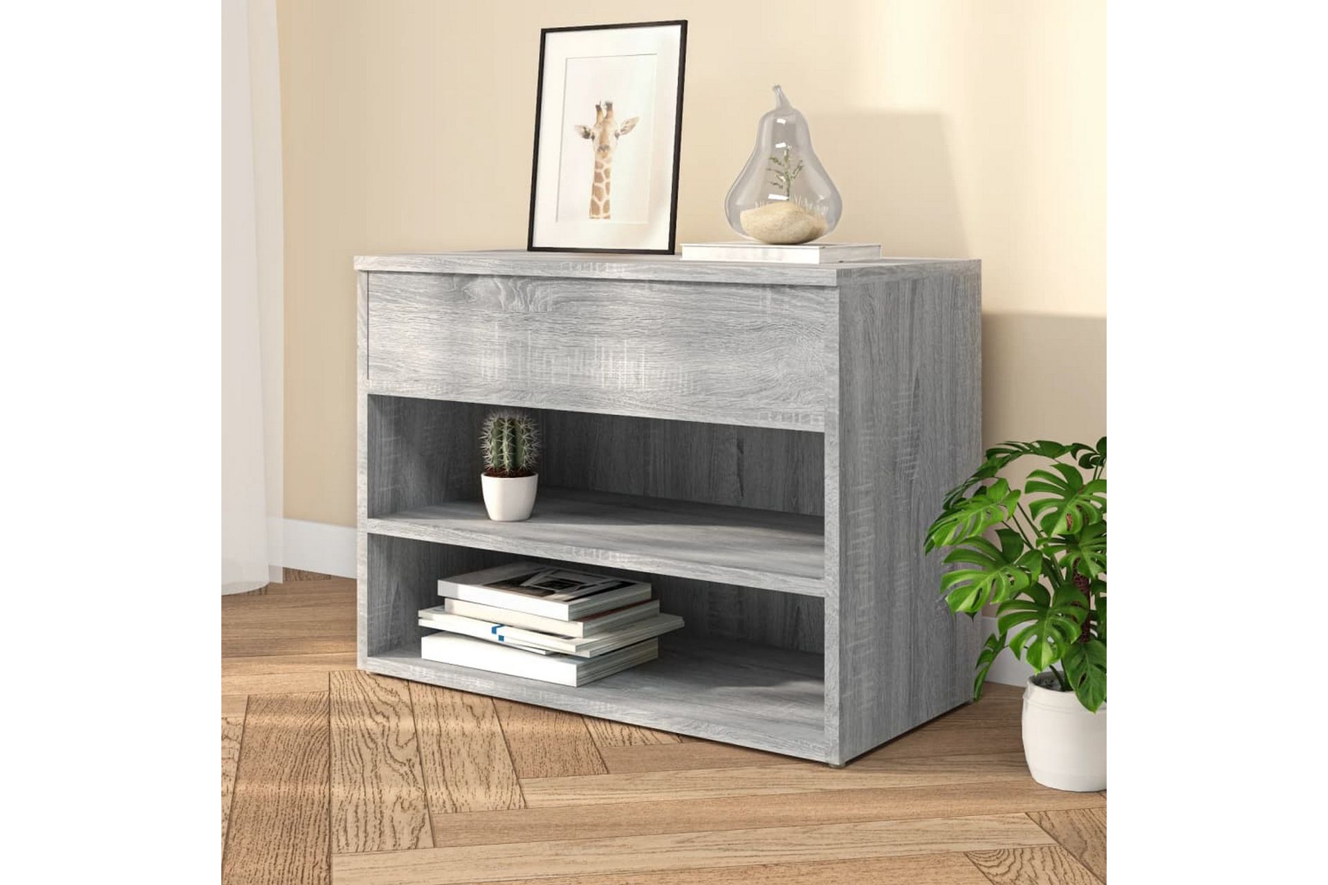 beBasic Skobenk grå sonoma 60x30x45 cm konstruert tre - GrÃ¥ - Møbler - Stoler & lenestoler - Benk - Skohylle med benk
