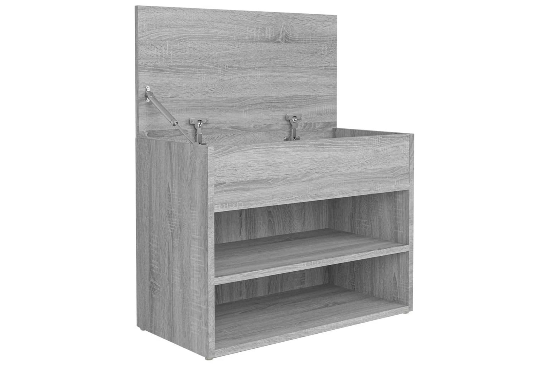 beBasic Skobenk grå sonoma 60x30x45 cm konstruert tre - GrÃ¥ - Møbler - Stoler & lenestoler - Benk - Skohylle med benk