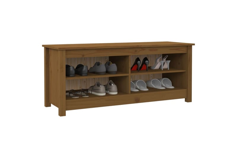 beBasic Skobenk honningbrun 110x38x45,5 cm heltre furu - Brun - Møbler - Stoler & lenestoler - Benk - Skohylle med benk