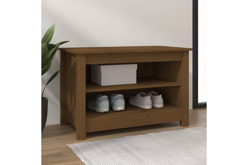 beBasic Skobenk honningbrun 70x38x45,5 cm heltre furu - Brun - Møbler - Stoler & lenestoler - Benk - Skohylle med benk