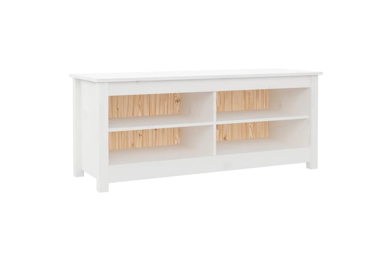 beBasic Skobenk hvit 110x38x45,5 cm heltre furu - Hvit - Møbler - Stoler & lenestoler - Benk - Skohylle med benk