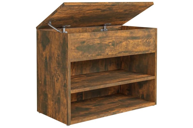 beBasic Skobenk røkt eik 60x30x45 cm konstruert tre - Brun - Møbler - Stoler & lenestoler - Benk - Skohylle med benk