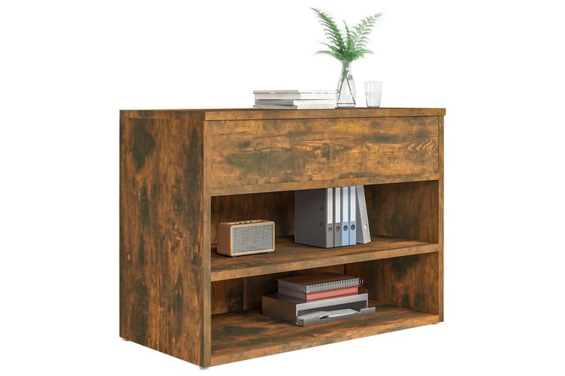 beBasic Skobenk røkt eik 60x30x45 cm konstruert tre - Brun - Møbler - Stoler & lenestoler - Benk - Skohylle med benk