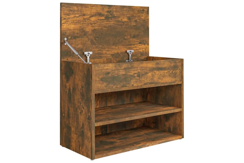 beBasic Skobenk røkt eik 60x30x45 cm konstruert tre - Brun - Møbler - Stoler & lenestoler - Benk - Skohylle med benk