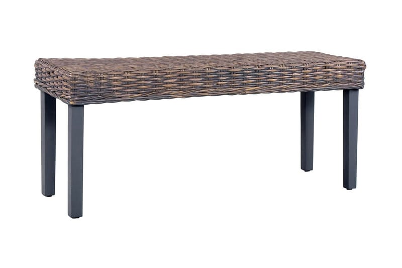 Benk 110 cm grå naturlig kubu-rotting og heltre mango - Møbler - Stoler & lenestoler - Benk - Entrebenk