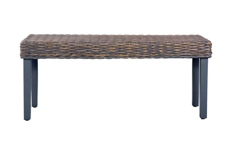 Benk 110 cm grå naturlig kubu-rotting og heltre mango - Møbler - Stoler & lenestoler - Benk - Entrebenk