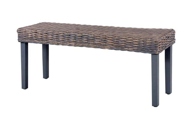 Benk 110 cm grå naturlig kubu-rotting og heltre mango - Møbler - Stoler & lenestoler - Benk - Entrebenk
