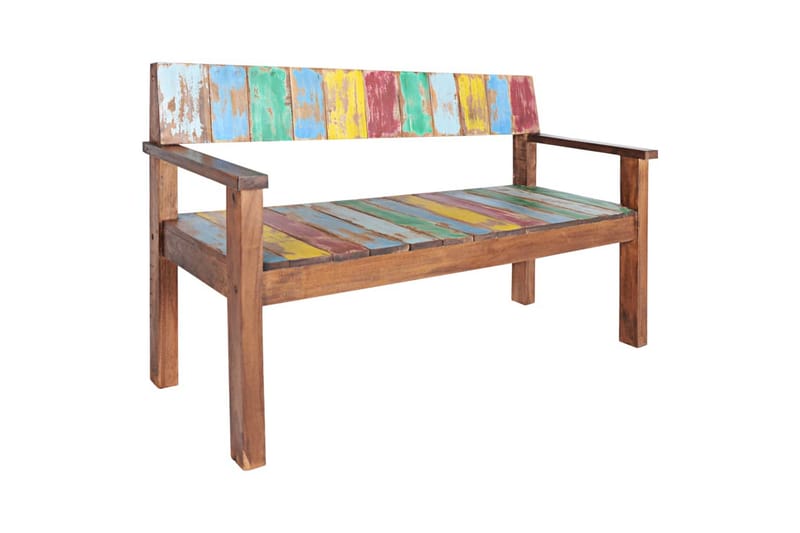Benk 115 cm gjenvunnet heltre - Flerfarget - Møbler - Stoler & lenestoler - Benk