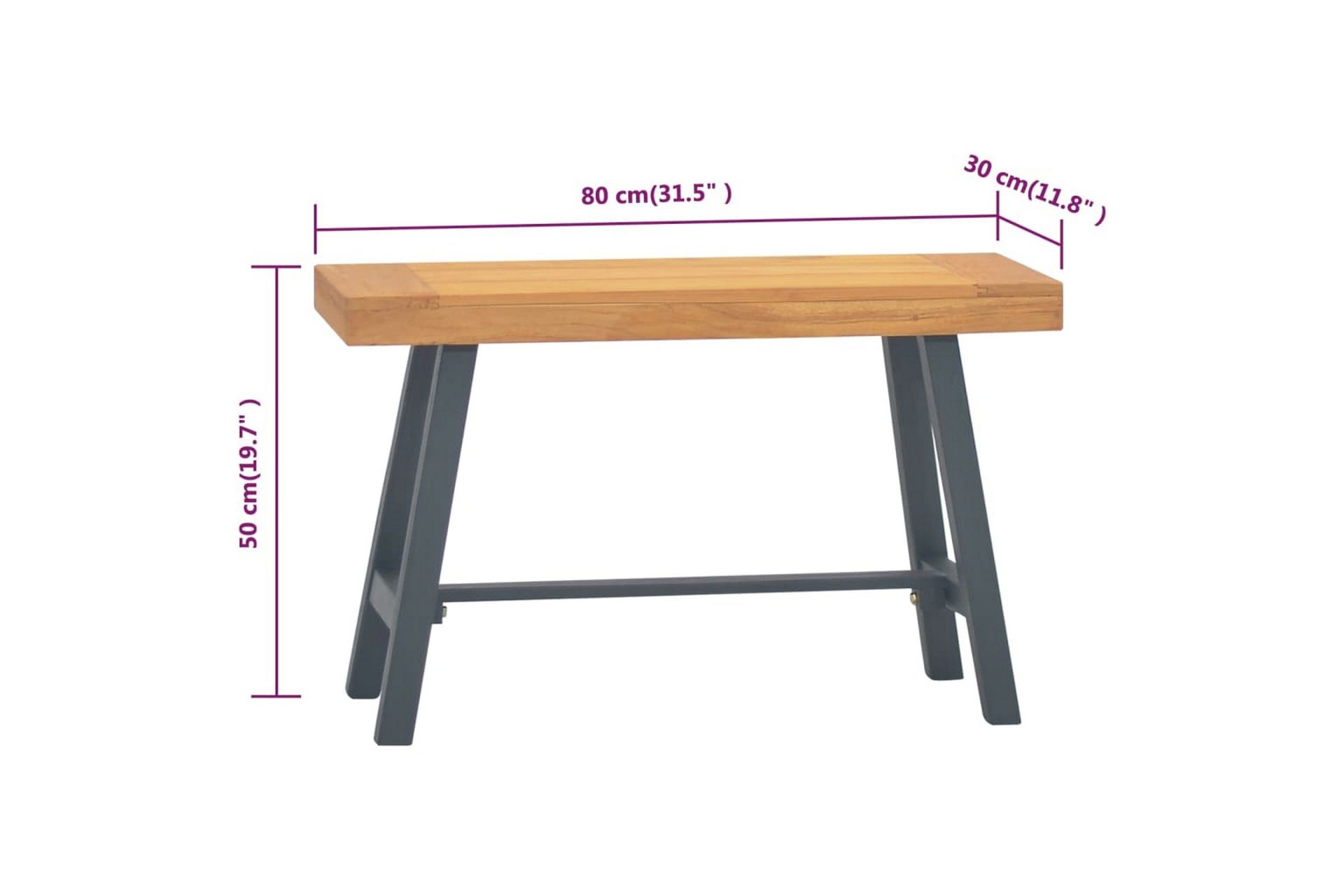 Benk 80 cm heltre teak - Brun - Møbler - Stoler & lenestoler - Benk - Entrebenk