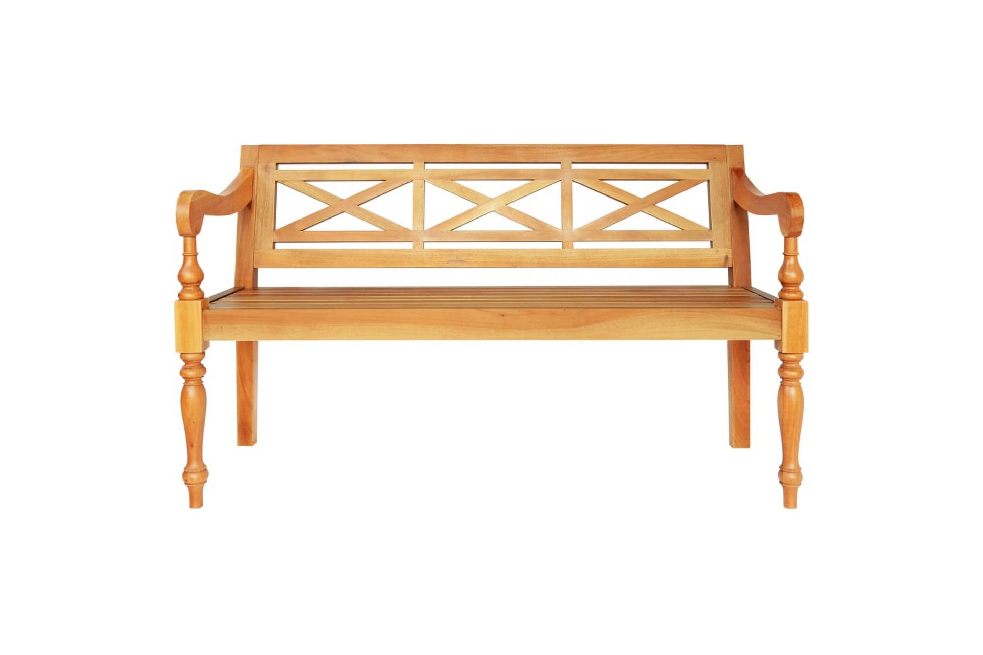 Batavia-benk 123 cm heltre mahogni lysebrun - Brun - Møbler - Stoler & lenestoler - Benk - Benk med ryggstøtte