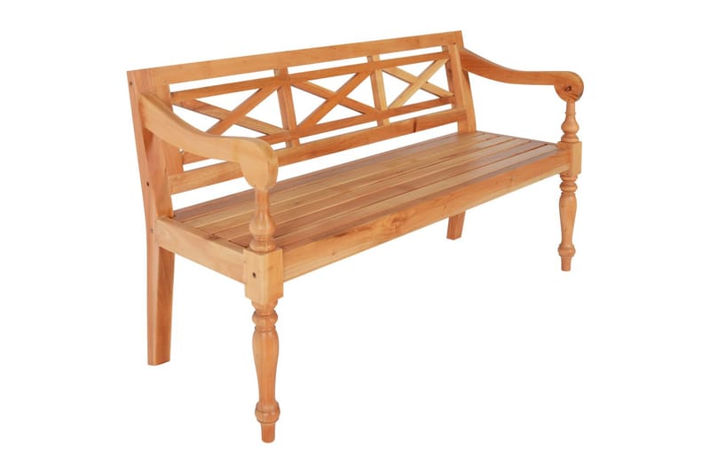 Batavia-benk 123 cm heltre mahogni lysebrun - Brun - Møbler - Stoler & lenestoler - Benk - Benk med ryggstøtte