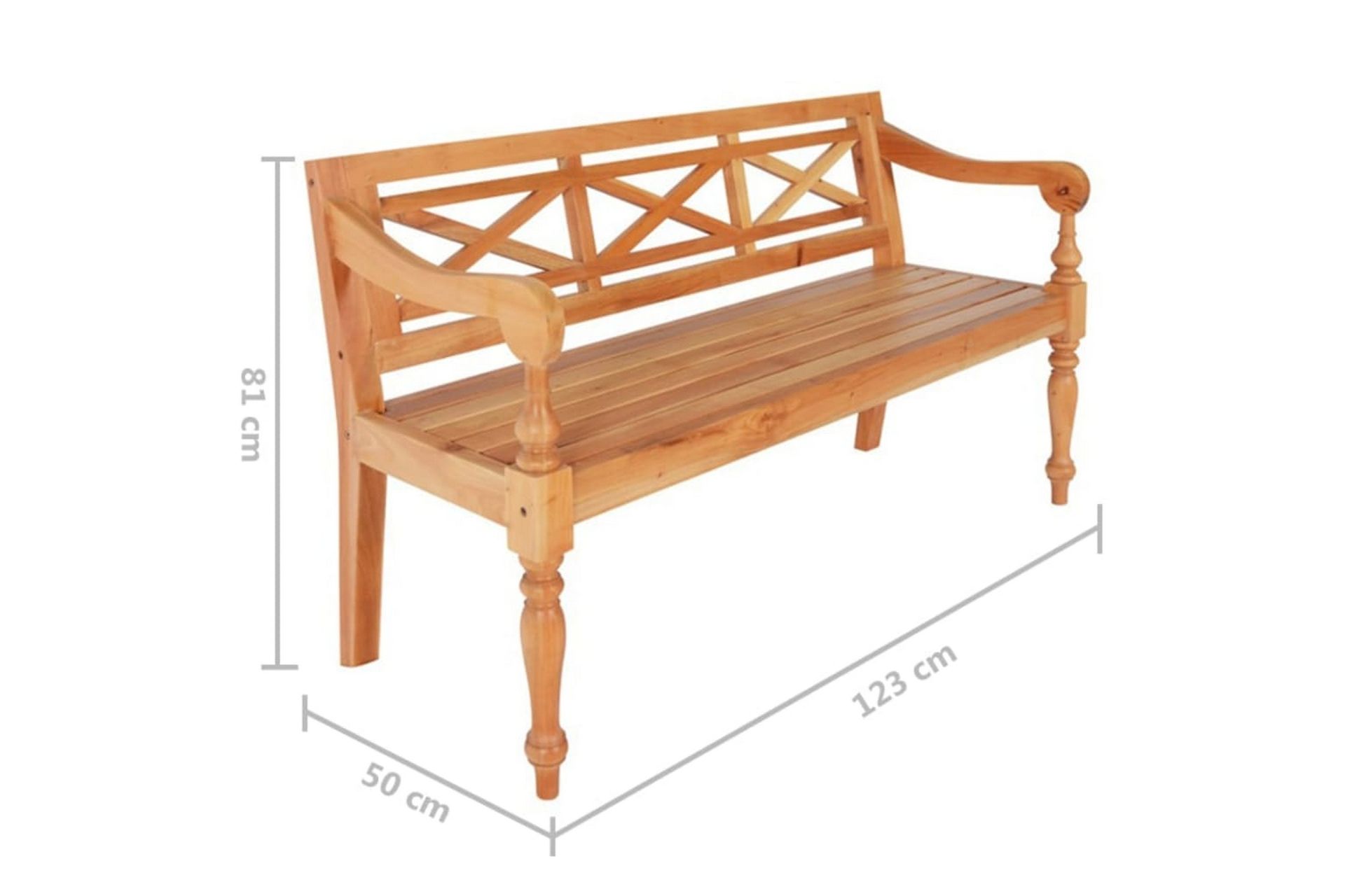 Batavia-benk 123 cm heltre mahogni lysebrun - Brun - Møbler - Stoler & lenestoler - Benk - Benk med ryggstøtte
