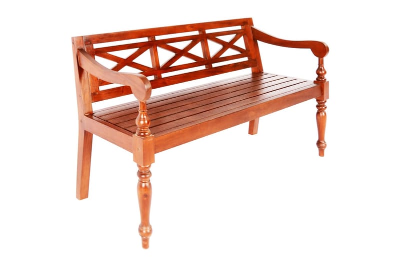 Batavia-benk 123 cm heltre mahogni mørkebrun - Brun - Møbler - Stoler & lenestoler - Benk - Benk med ryggstøtte