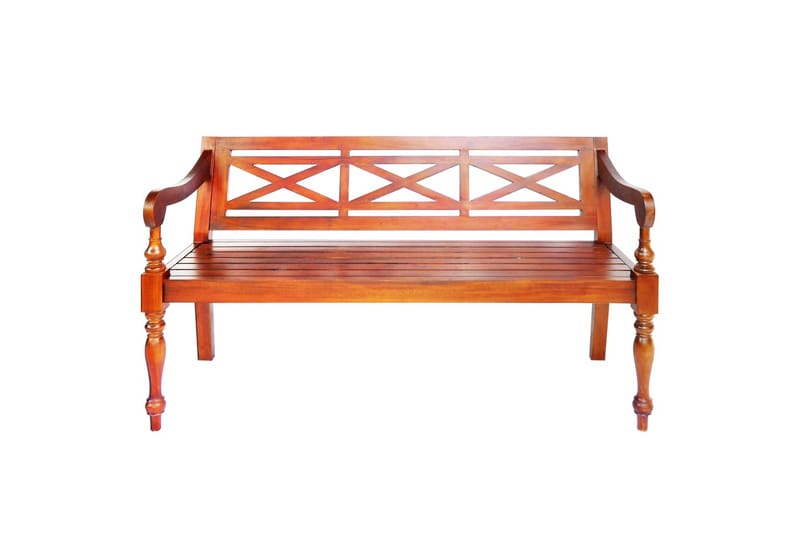 Batavia-benk 123 cm heltre mahogni mørkebrun - Brun - Møbler - Stoler & lenestoler - Benk - Benk med ryggstøtte