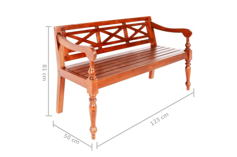 Batavia-benk 123 cm heltre mahogni mørkebrun - Brun - Møbler - Stoler & lenestoler - Benk - Benk med ryggstøtte