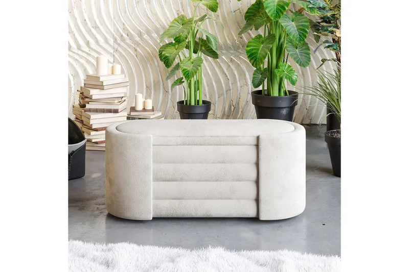 Benk Veyaa Krem i Boks - Cremehvit - Møbler - Stoler & lenestoler - Krakk - Fotskammel - Sovbar fotskammel