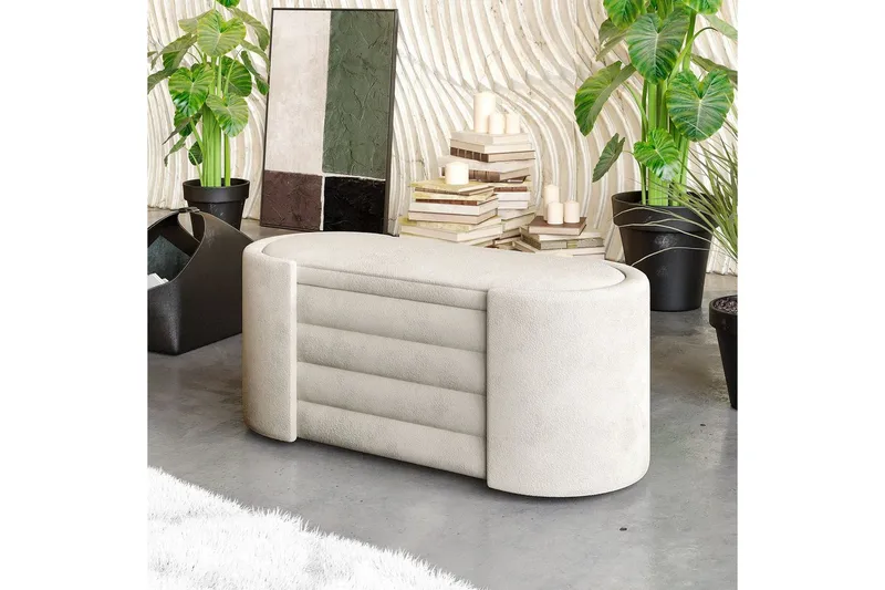 Benk Veyaa Krem i Boks - Cremehvit - Møbler - Stoler & lenestoler - Krakk - Fotskammel - Sovbar fotskammel