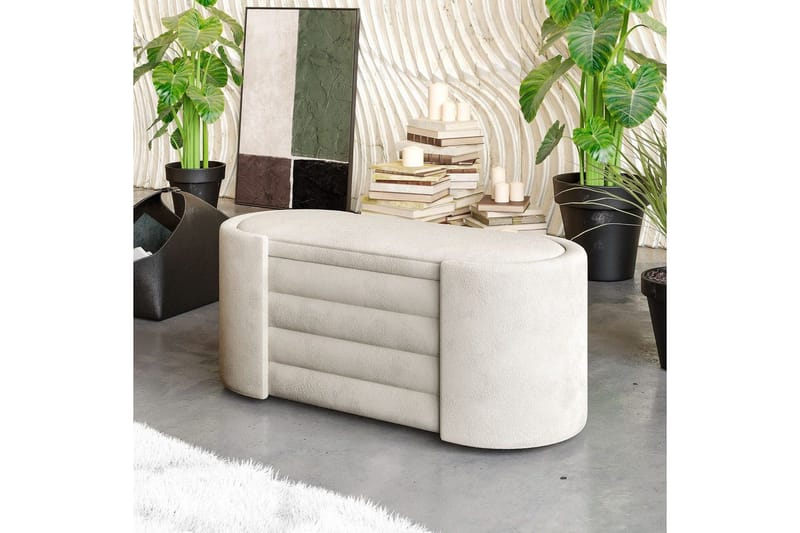 Benk Veyaa Krem i Boks - Cremehvit - Møbler - Stoler & lenestoler - Krakk - Fotskammel - Sovbar fotskammel